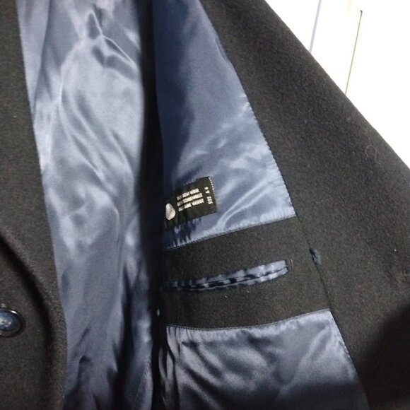 Men's Big & Tall 100% Wool Overcoat Black 2XLT/52L Czechoslovakian Heavyweight - Picture 7 of 16